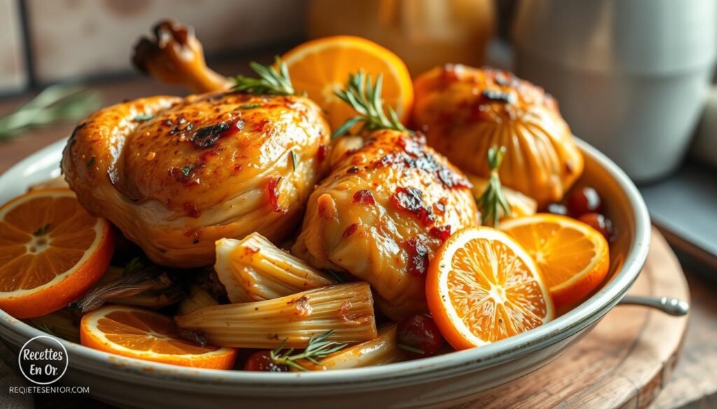 Fenouil rôti avec poulet et orange