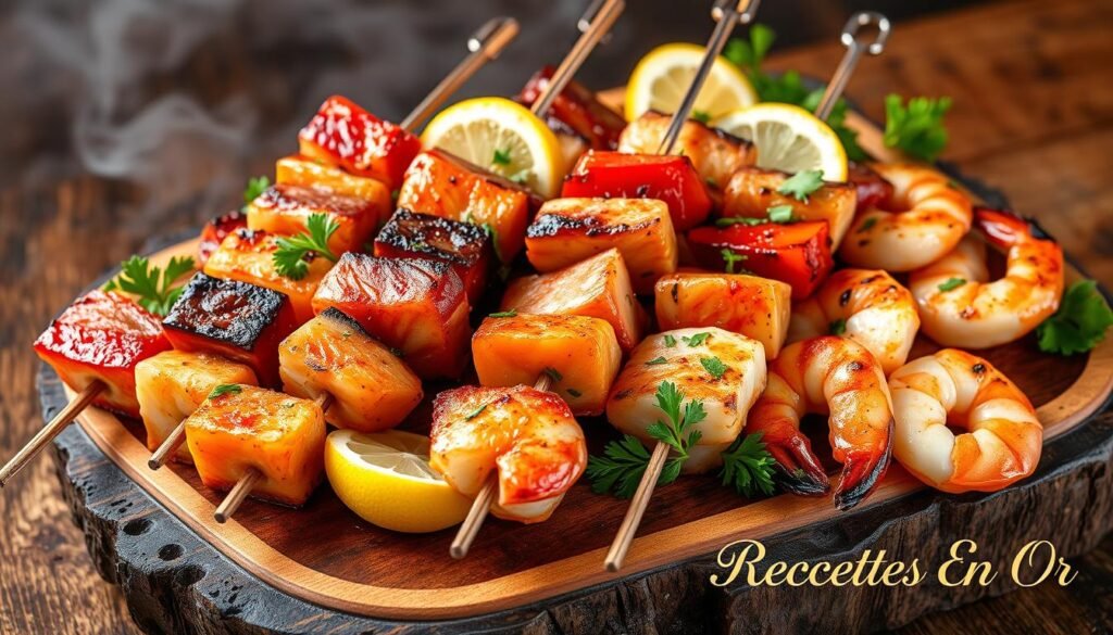 brochette de poisson assortie